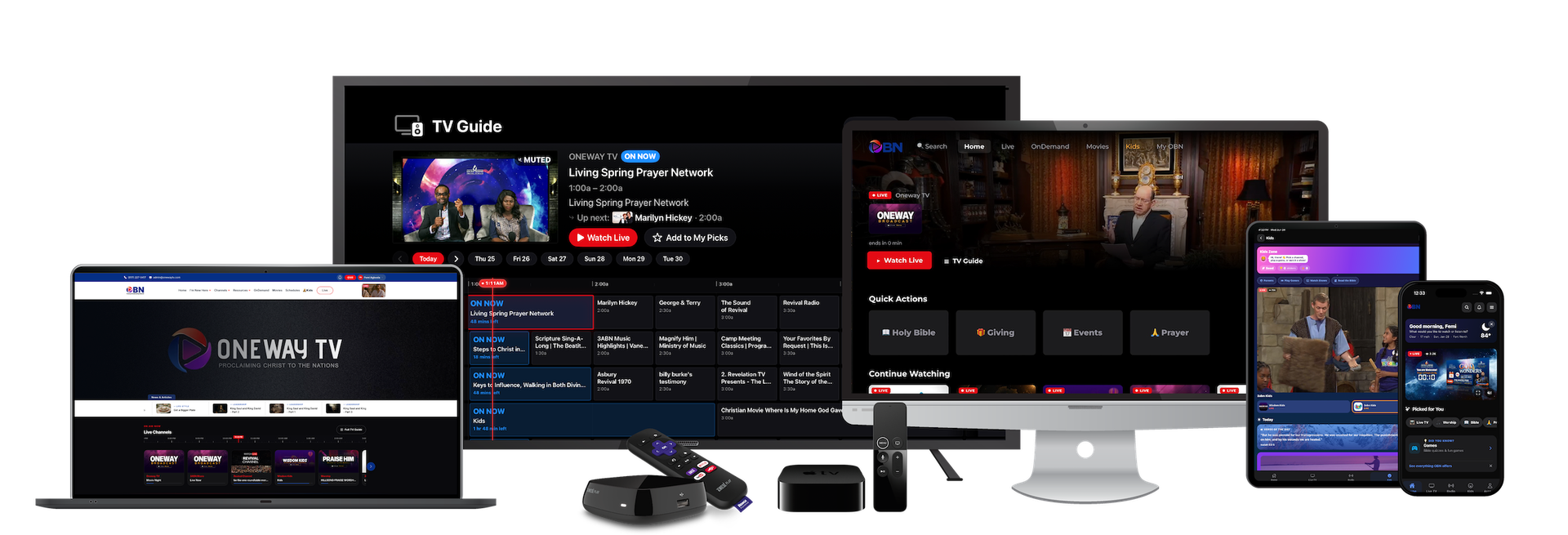 OBN on TV, laptop, desktop, tablet and phone